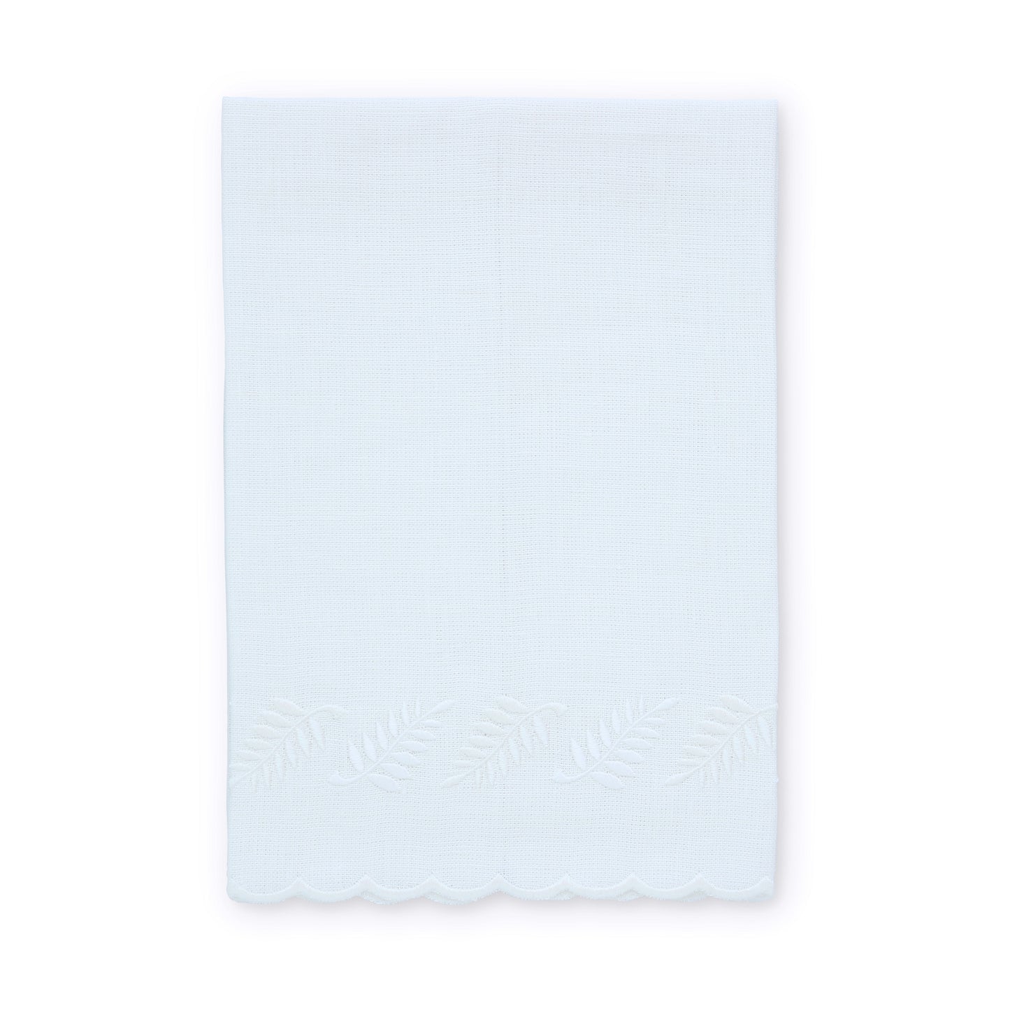 White / Creamy Pearl Fern Scalloped Linen Guest Towel (each)