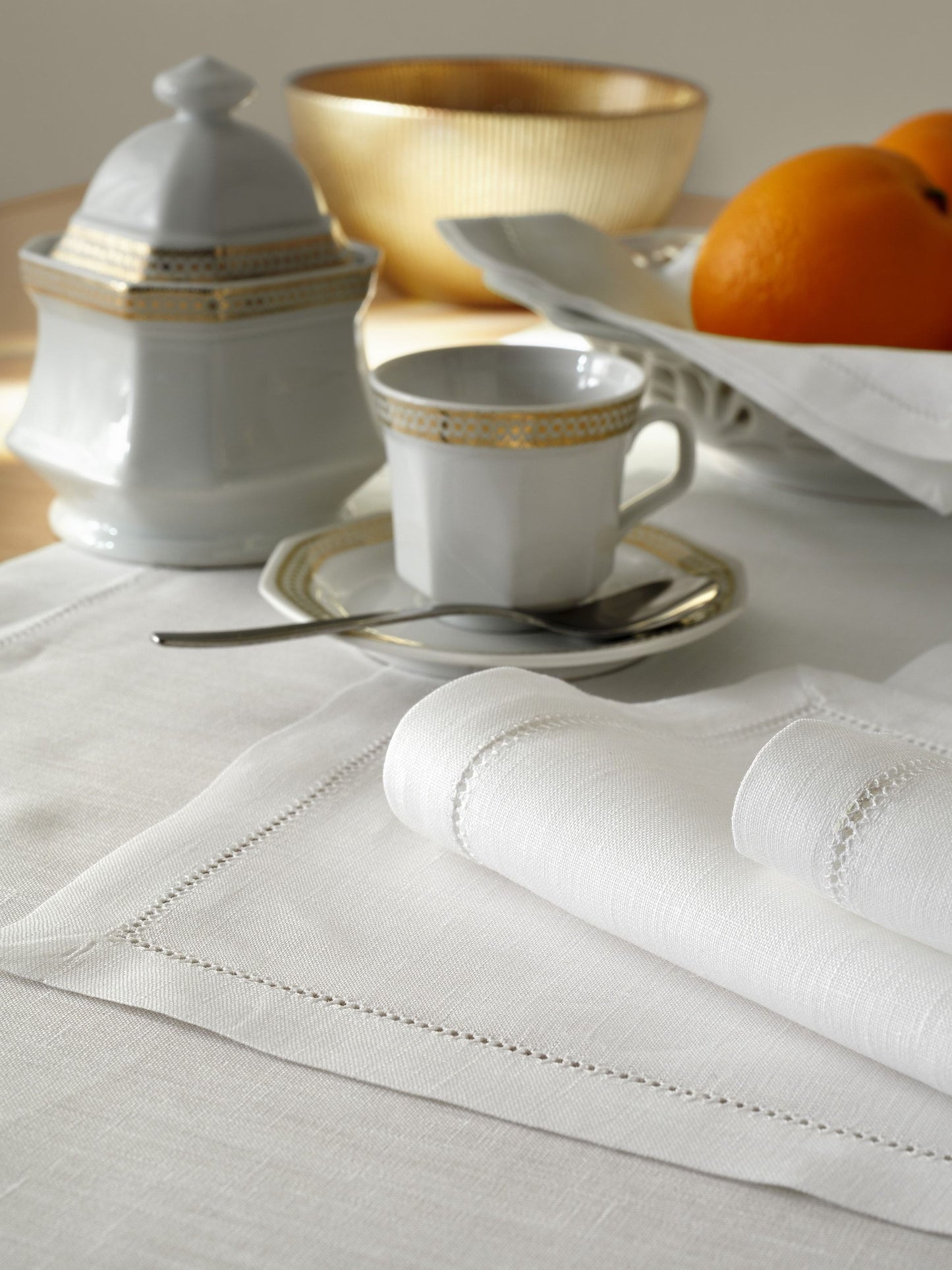 White Ambra Hemstitched Dinner Napkins (each)