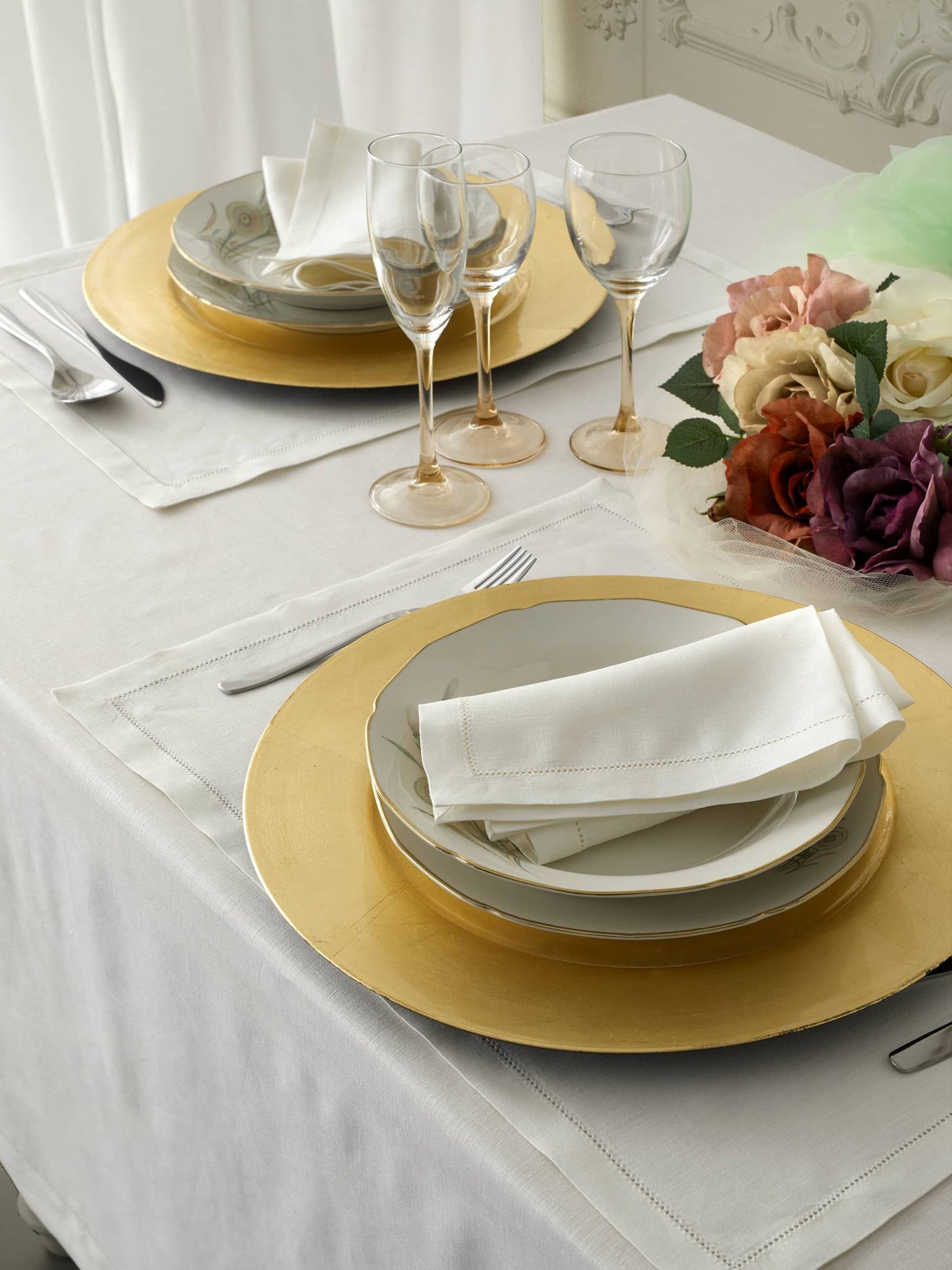 White Ambra Hemstitched Dinner Napkins (each)