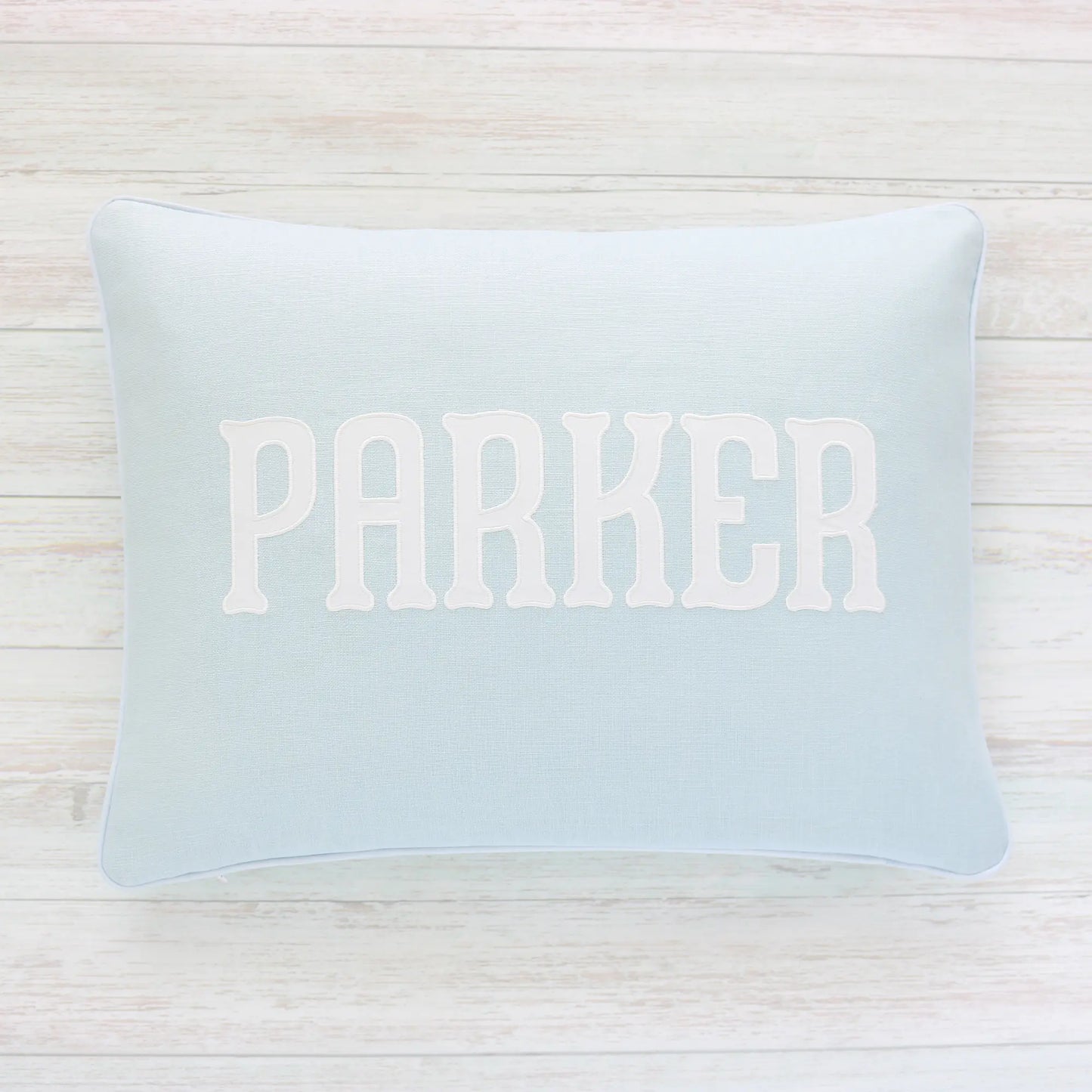 Adair Applique Name Linen Baby Pillow