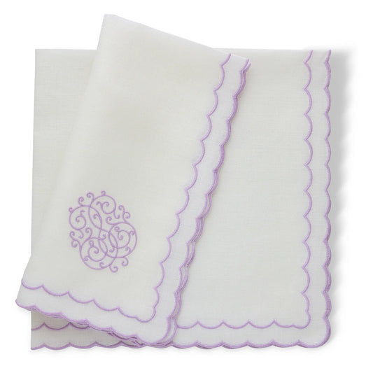Aurora Ivory / Violet Light Weight Linen Dinner Napkins (each)