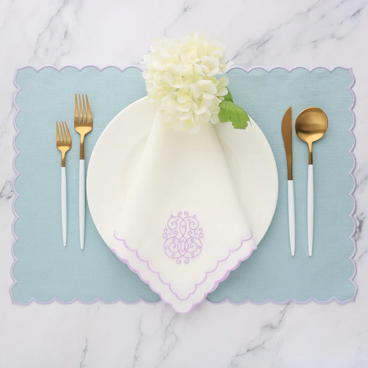 Aurora Ivory / Violet Light Weight Linen Dinner Napkins (each)