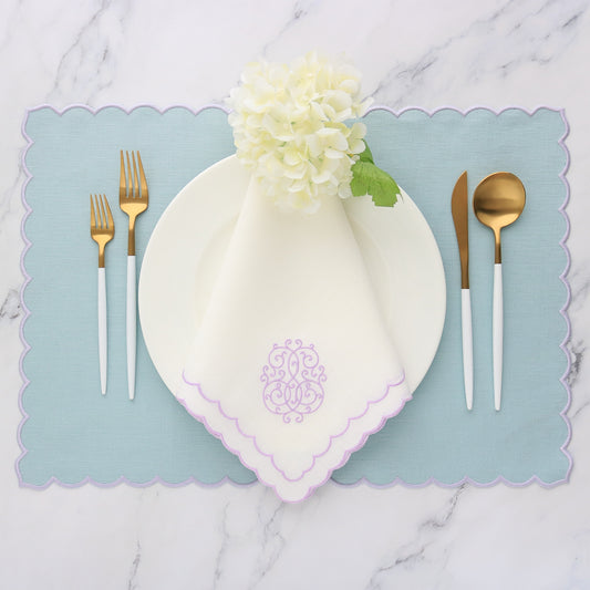 Aurora White/Lavender Dinner Napkins (each)