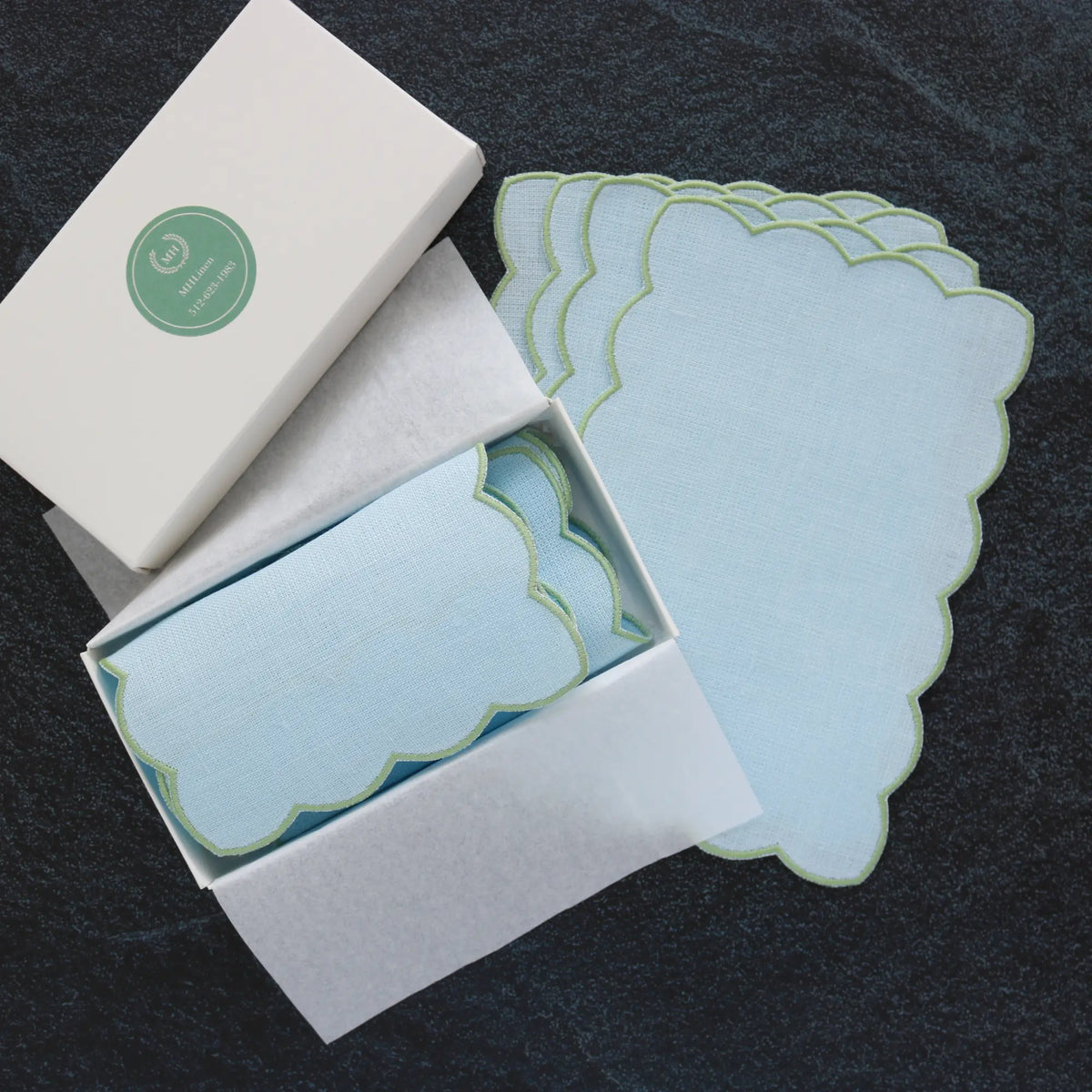 Scalloped Bahama Linen Cocktail Napkins (each)