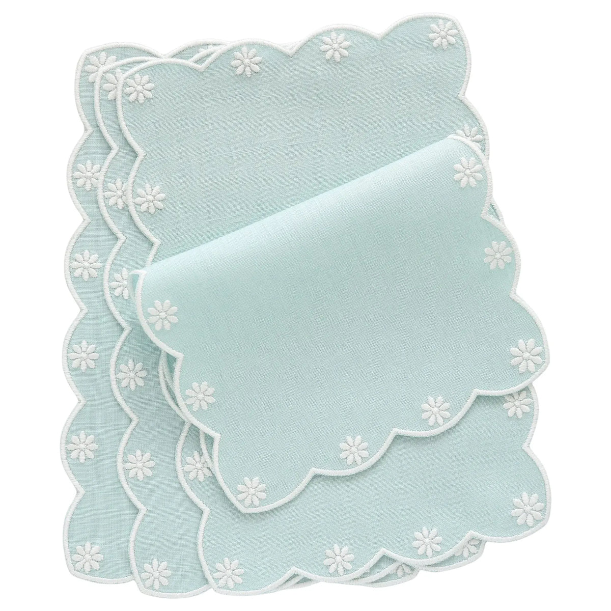 Harbor Green Bahama Linen Cocktail Napkins with Daisies (each)