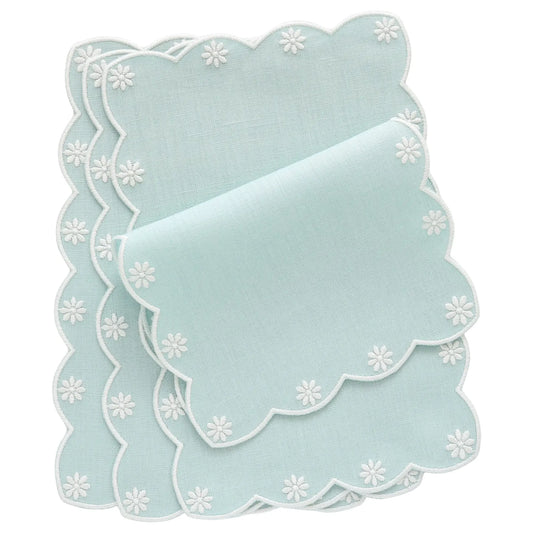 Harbor Green Bahama Linen Cocktail Napkins with Daisies (each)