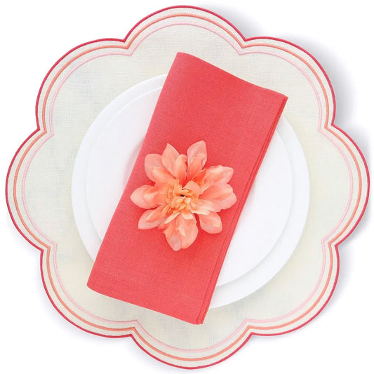 Orange Bari Large Scallops Linen Placemats (each)