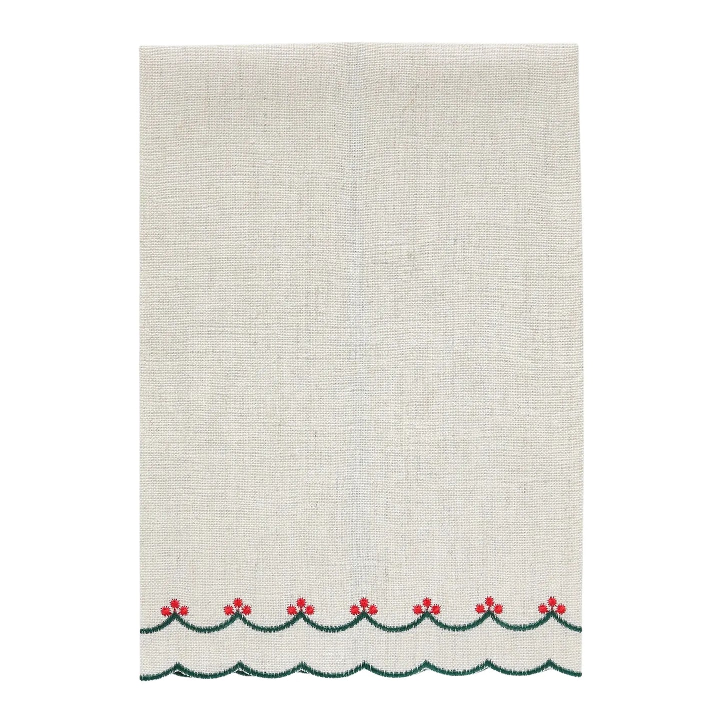 Light Natural Bergamo Scalloped Linen Guest Towel (each)