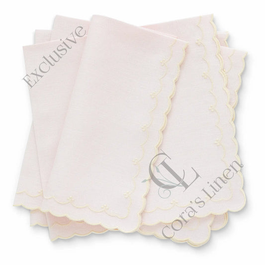 Pink and Yellow Bergamo Berries Scalloped Napkins (each)