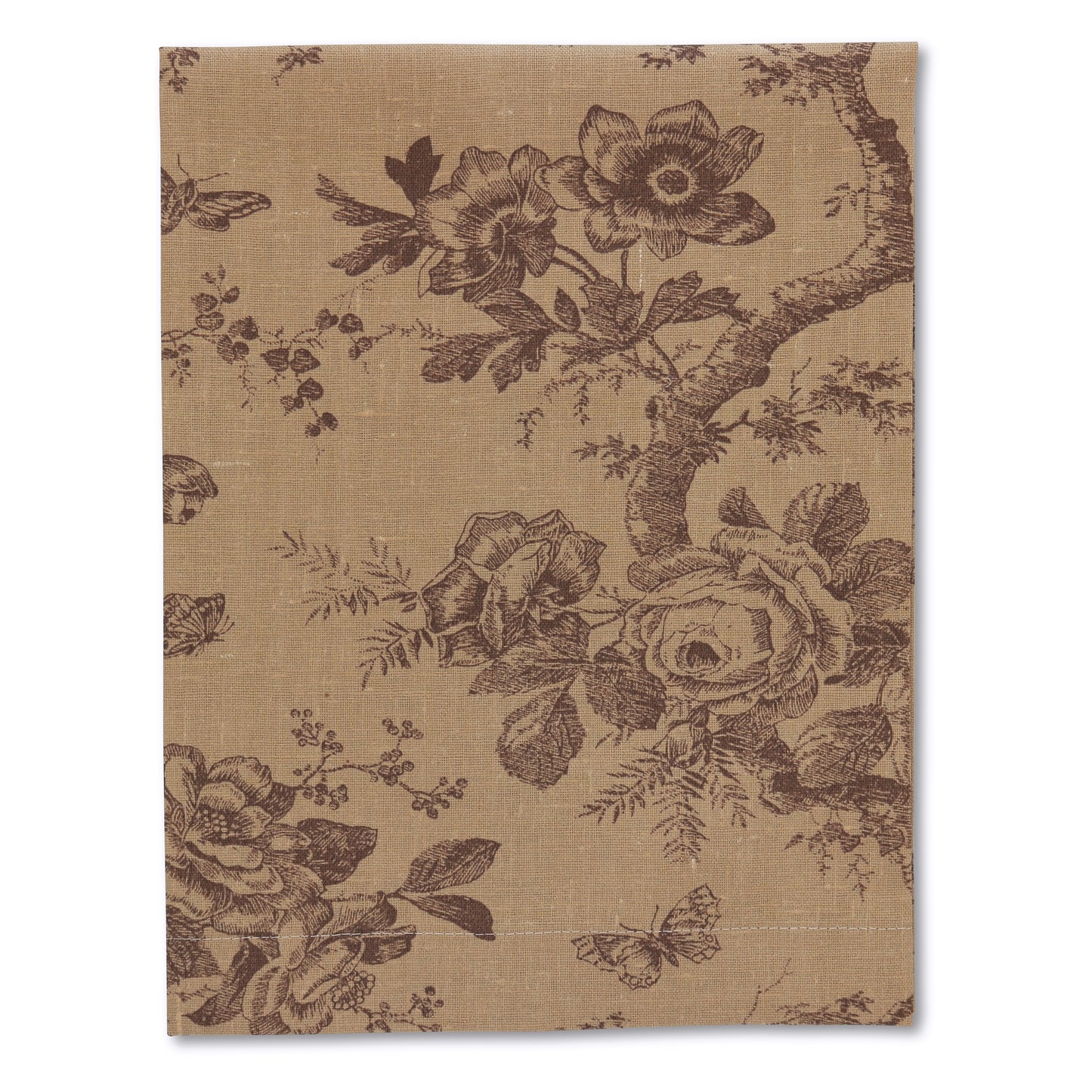 Brown Floral Toile Linen Guest Towel (each)