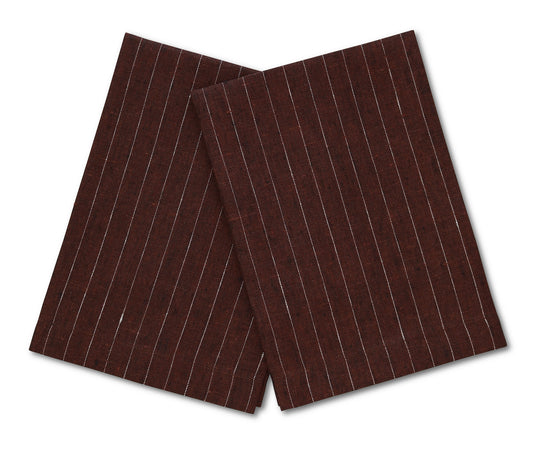 Pinstripe Brown Linen Guest Towel (each)