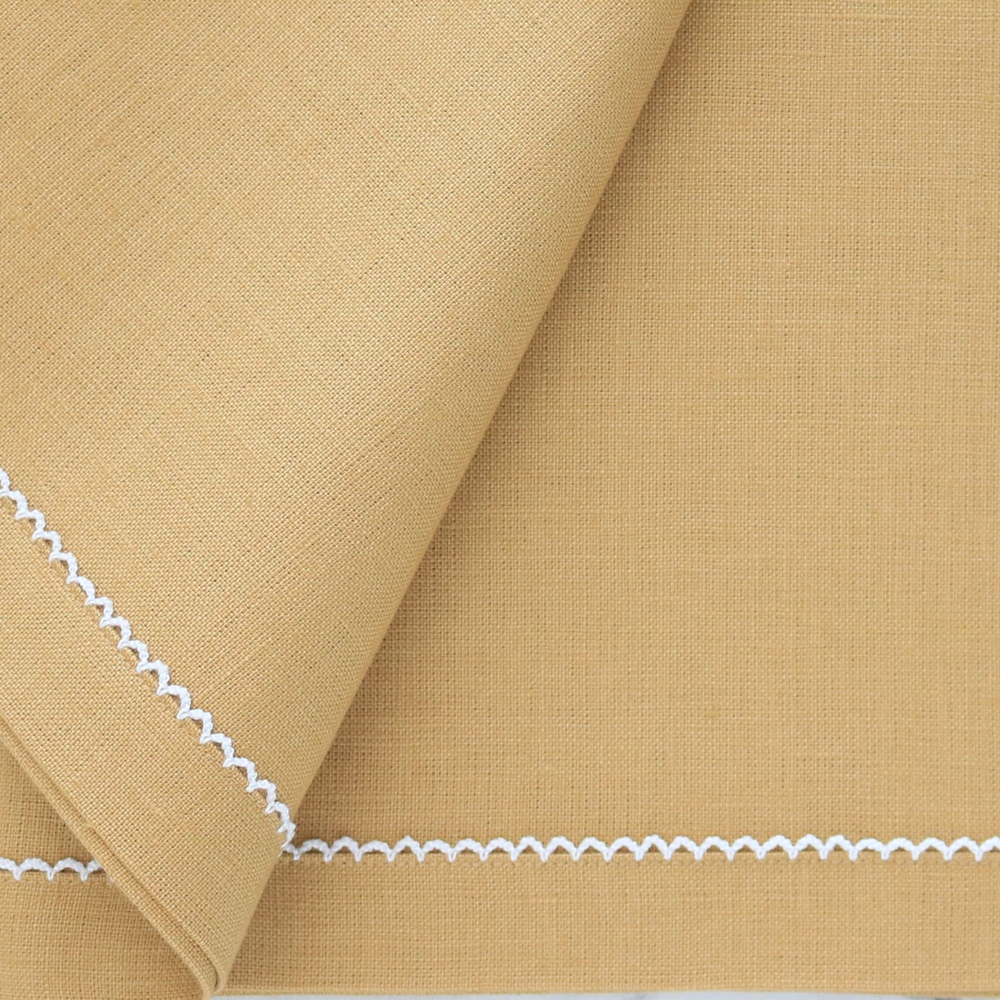 Cappuccino Linen Dinner Napkins with Inverted White Picot Trim (each)