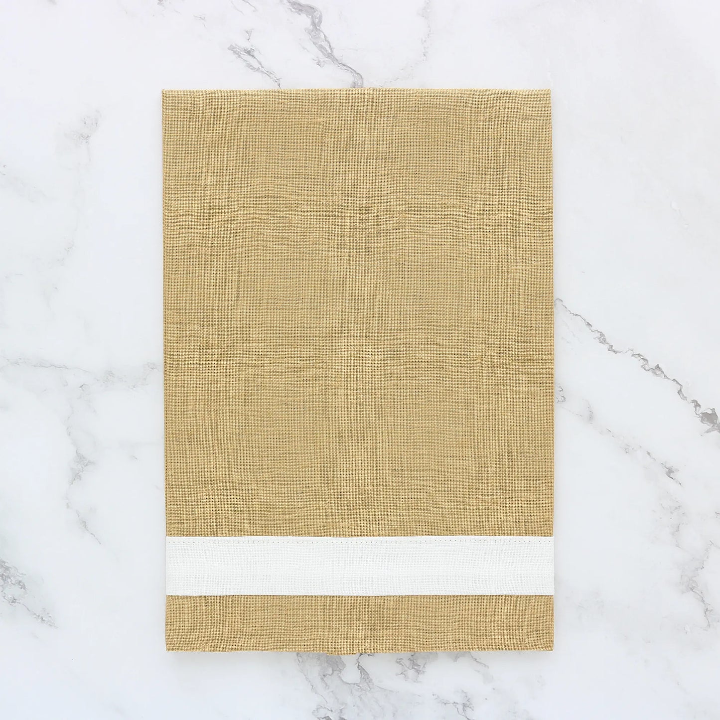 Cappuccino & Ivory Linen Band Guest Towels (each)