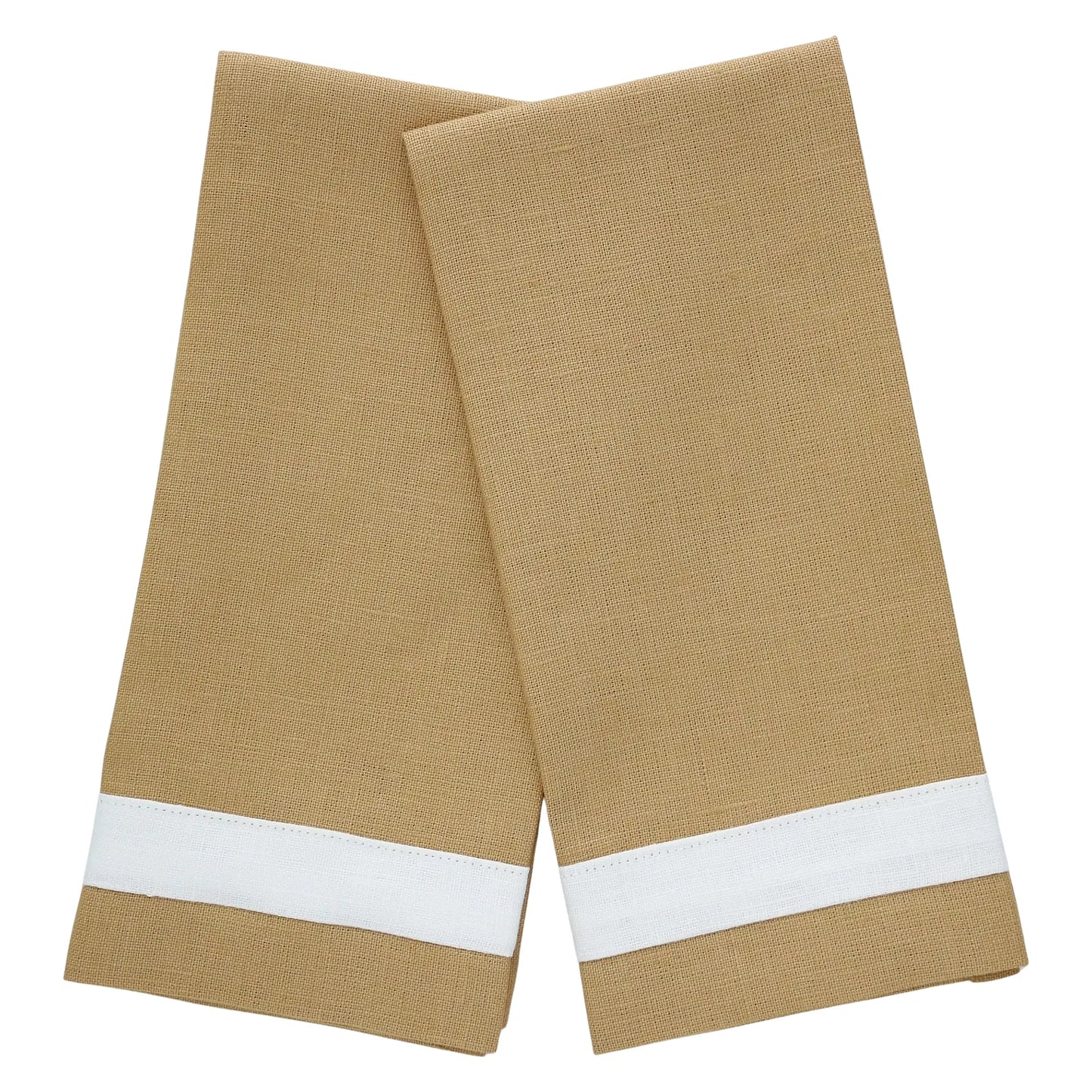 Cappuccino & Ivory Linen Band Guest Towels (each)