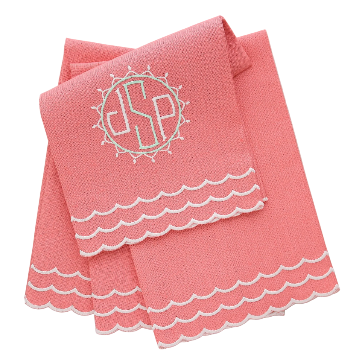 Corina Triple Scalloped Linen Guest Towels (each)