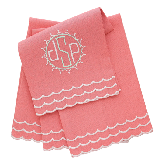Corina Triple Scalloped Linen Guest Towels (each)