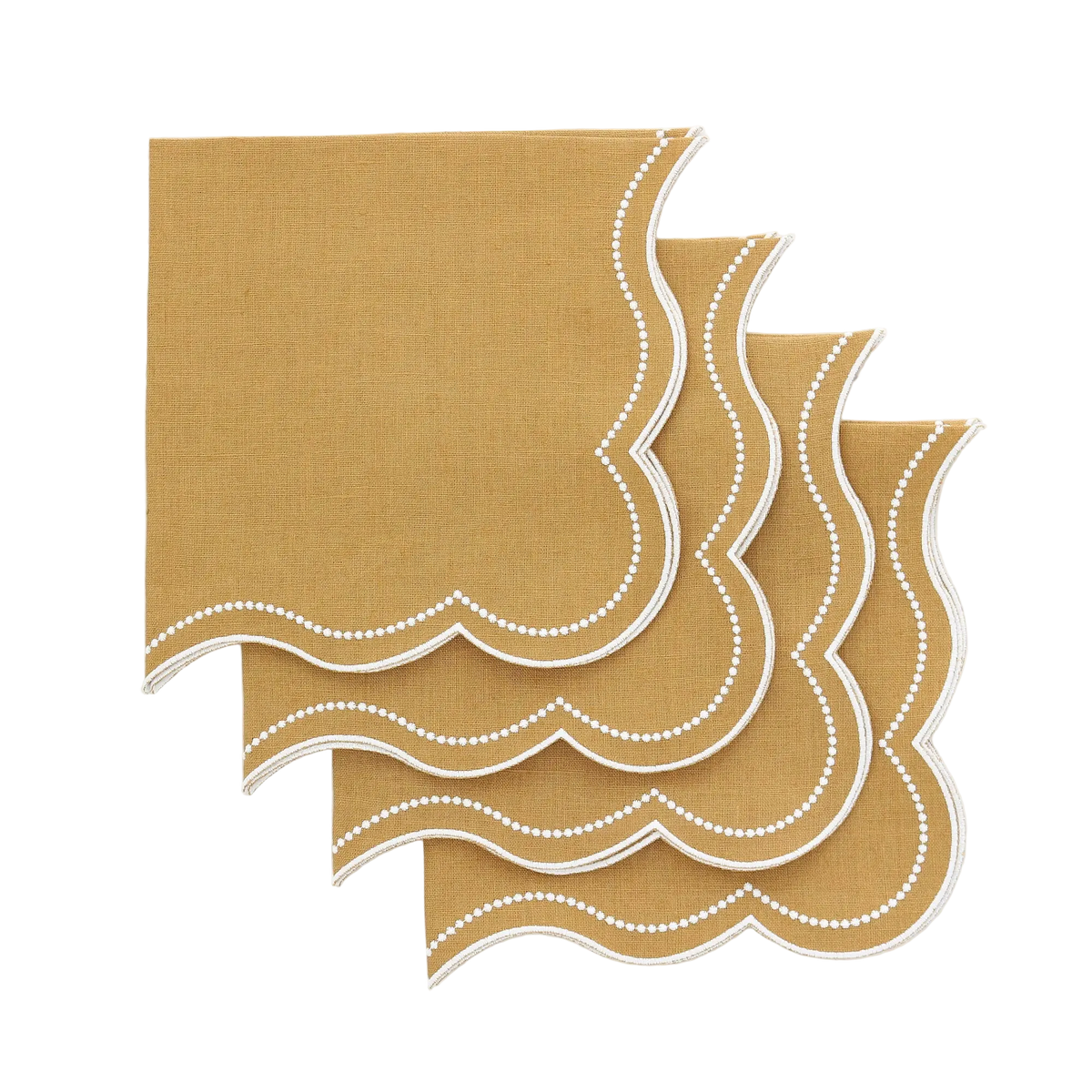 Festival Curry with White Dotted Scalloped Linen Dinner Napkins (each)