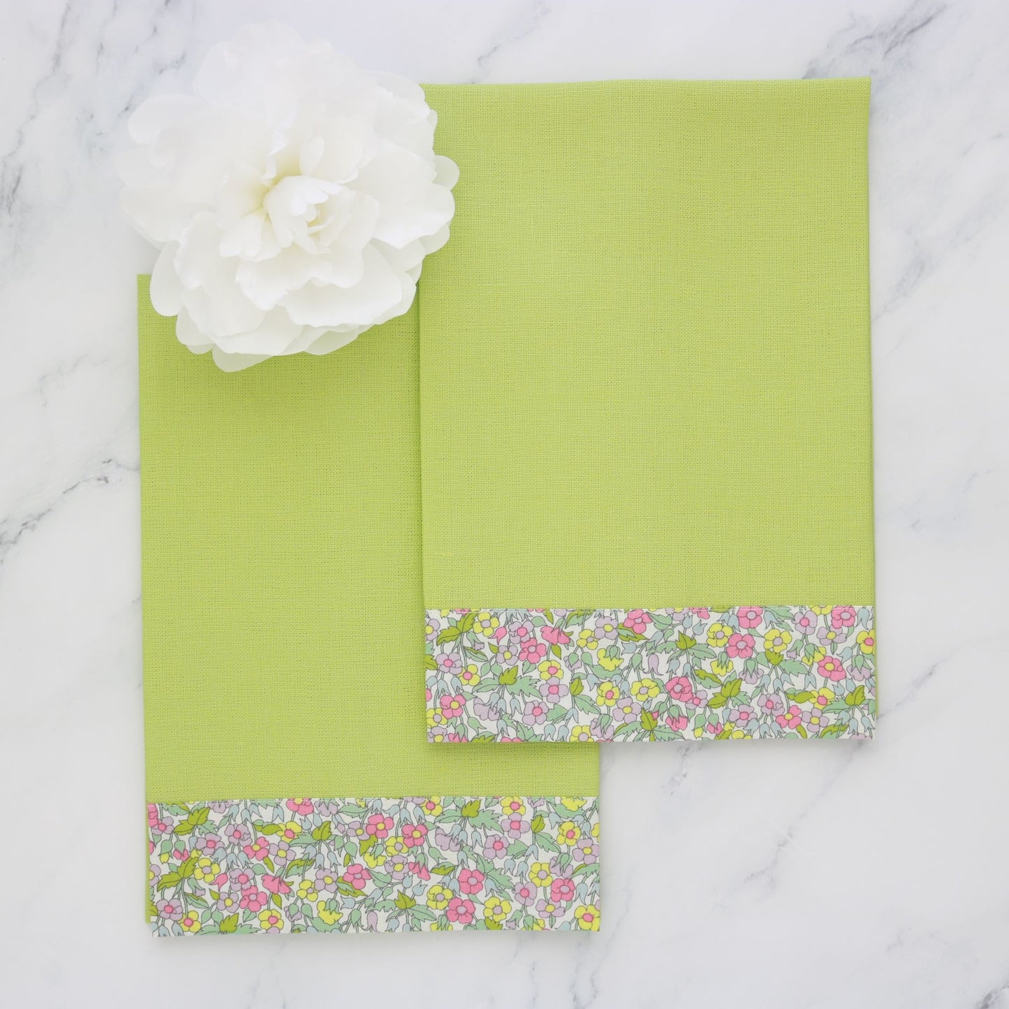 Small Carnival Green Linen Guest Towel with Liberty London Wideband (each)