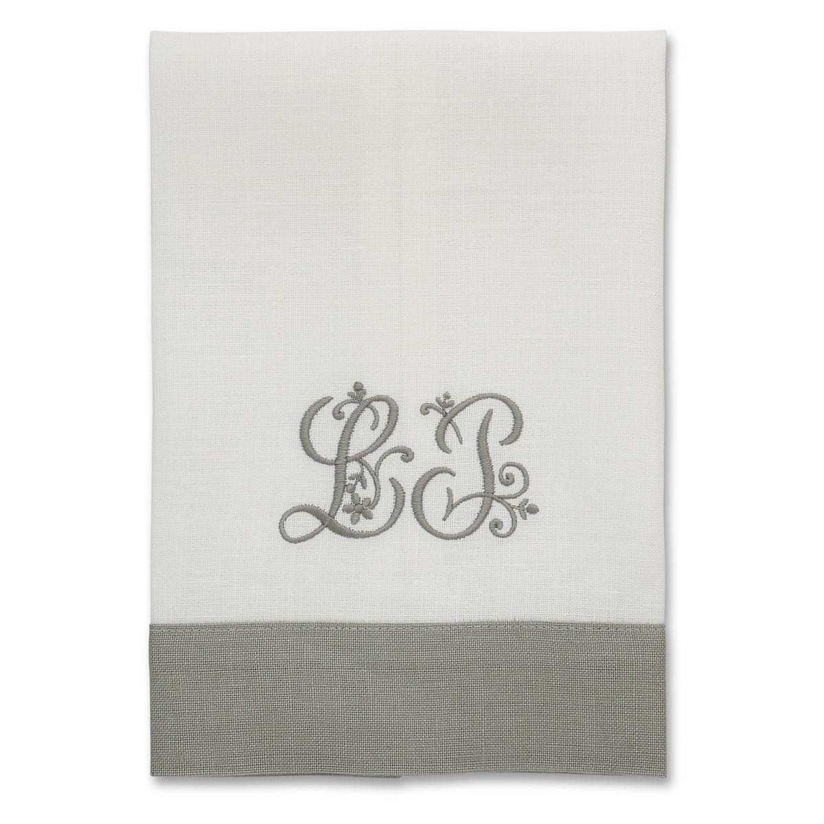 White Linen Guest Towel with Contrasting Band (each)