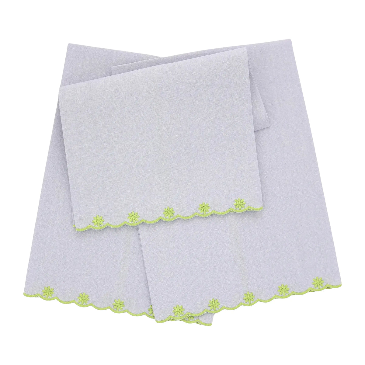 Daisies Scalloped Linen Guest Towel