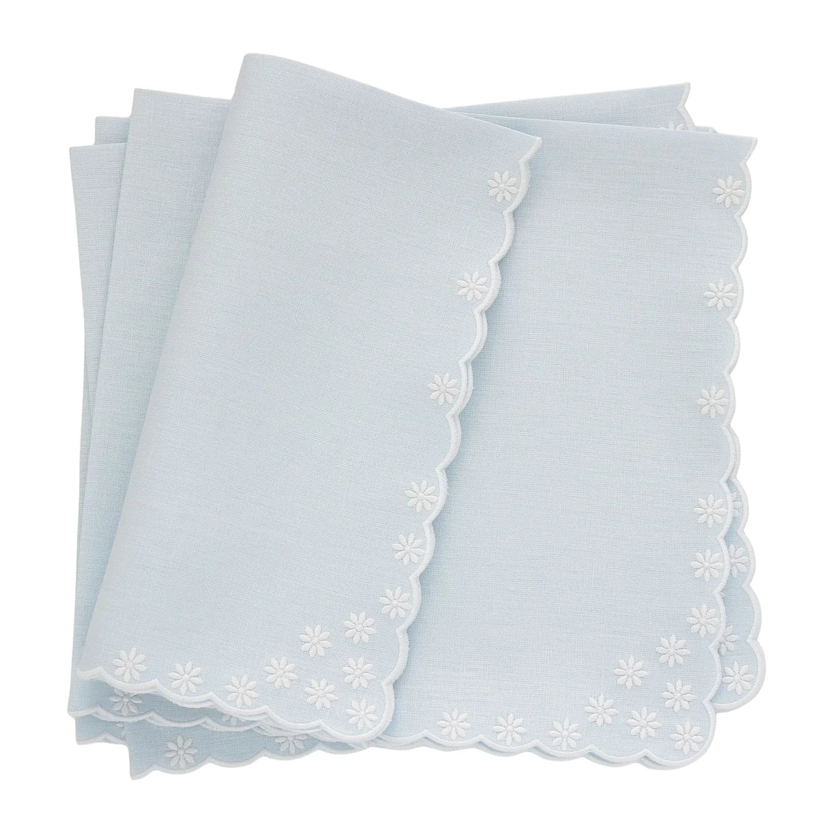 Daisies Scalloped Italian Linen Dinner Napkins (each)