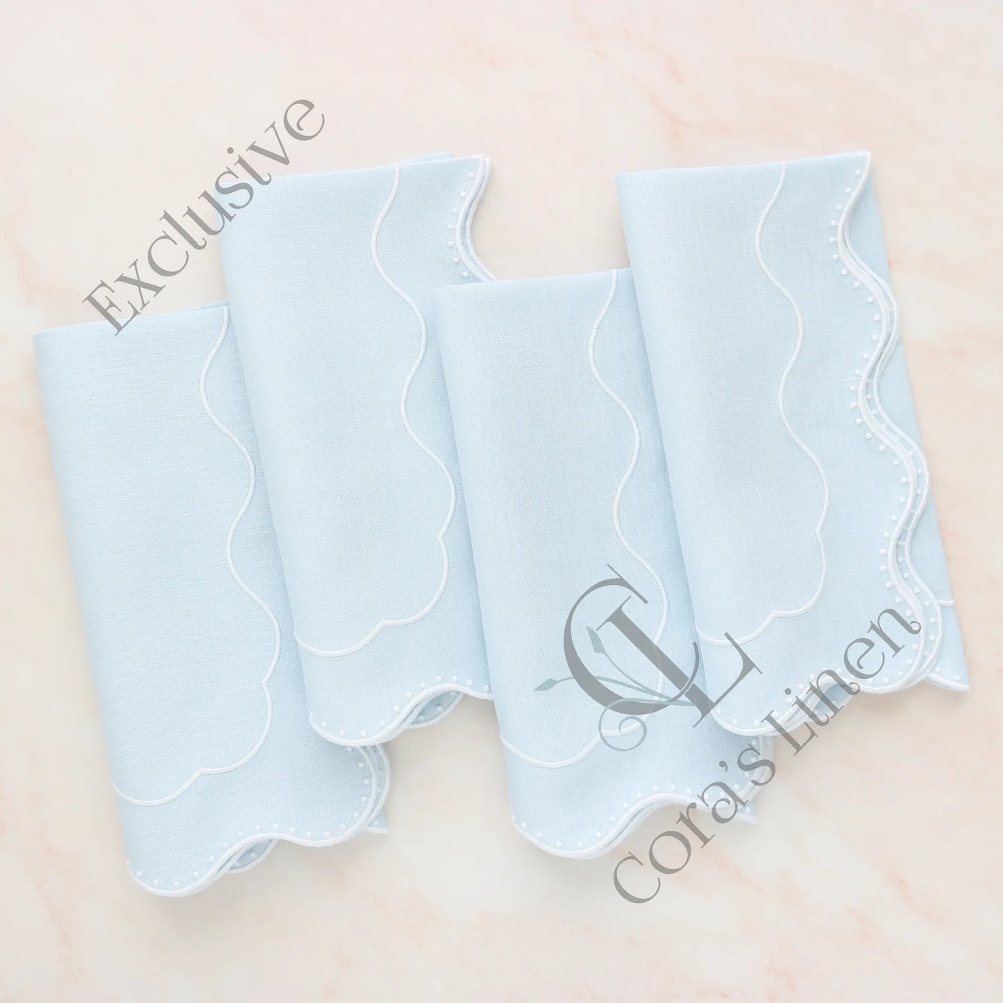 Dakota Baby Blue Dotted Scallops Napkins (each)