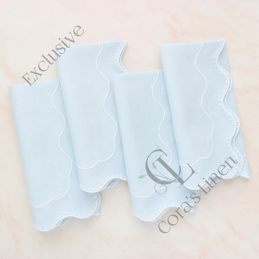 Dakota Baby Blue Dotted Scallops Napkins (each)