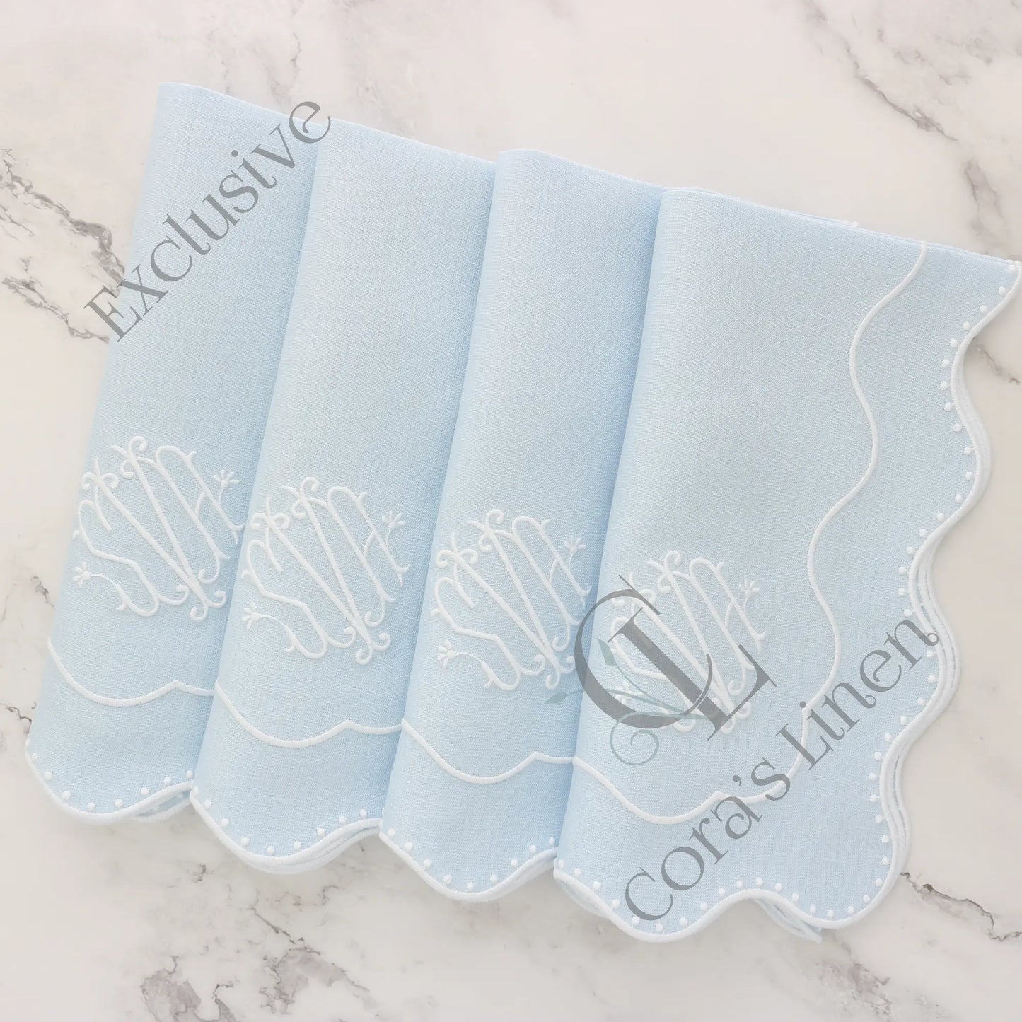 Dakota Baby Blue Dotted Scallops Napkins (each)
