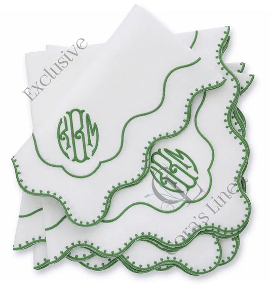 Dakota Dotted Scallops Linen Napkins and Placemats (each)