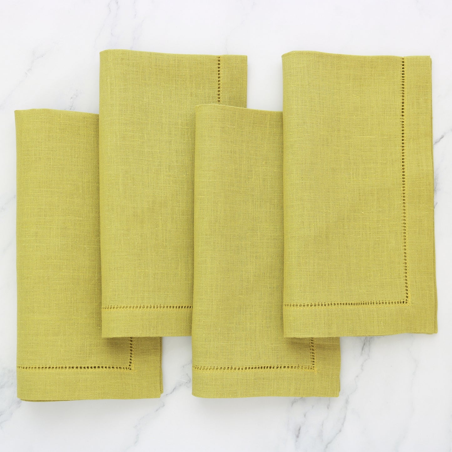 Lime Festival Hemstitched Linen Dinner Napkins (set of 4)