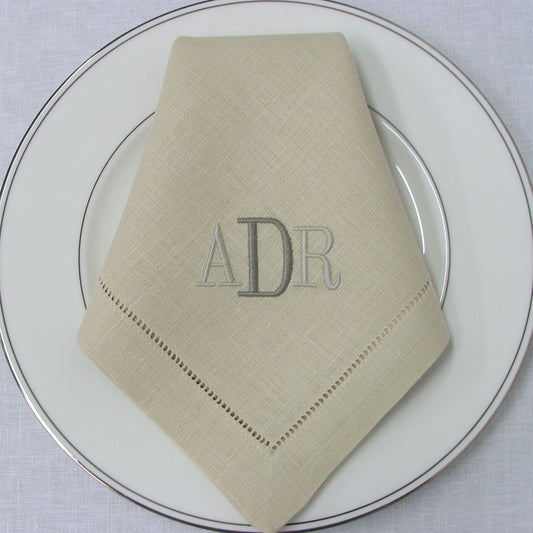Stone Hemstitched Linen Dinner Napkins (set of 4)