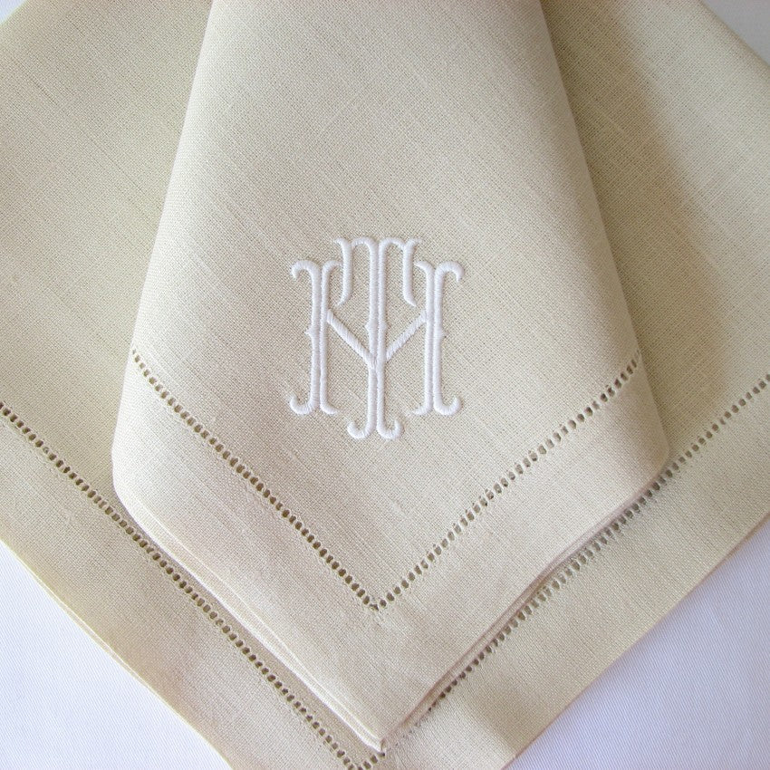 Stone Hemstitched Linen Dinner Napkins (set of 4)