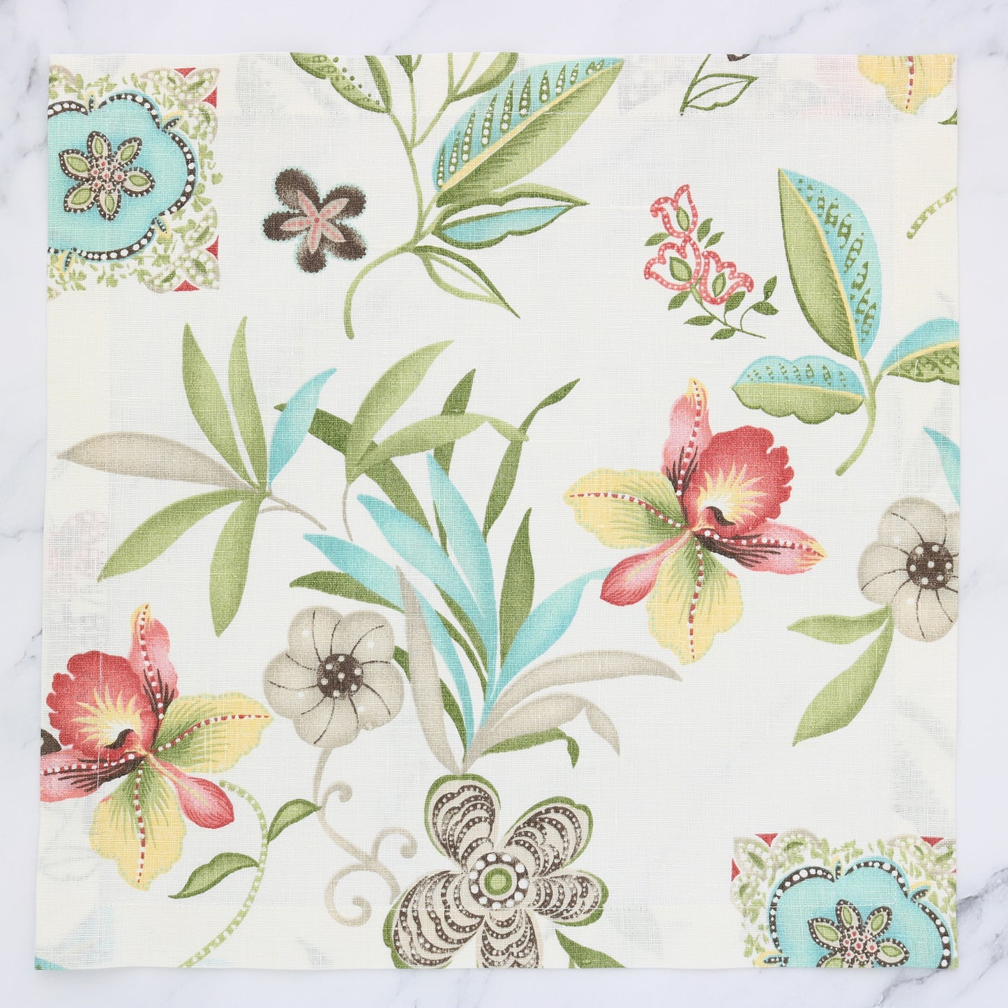 Pink and Aqua floral print linen placemats (each)