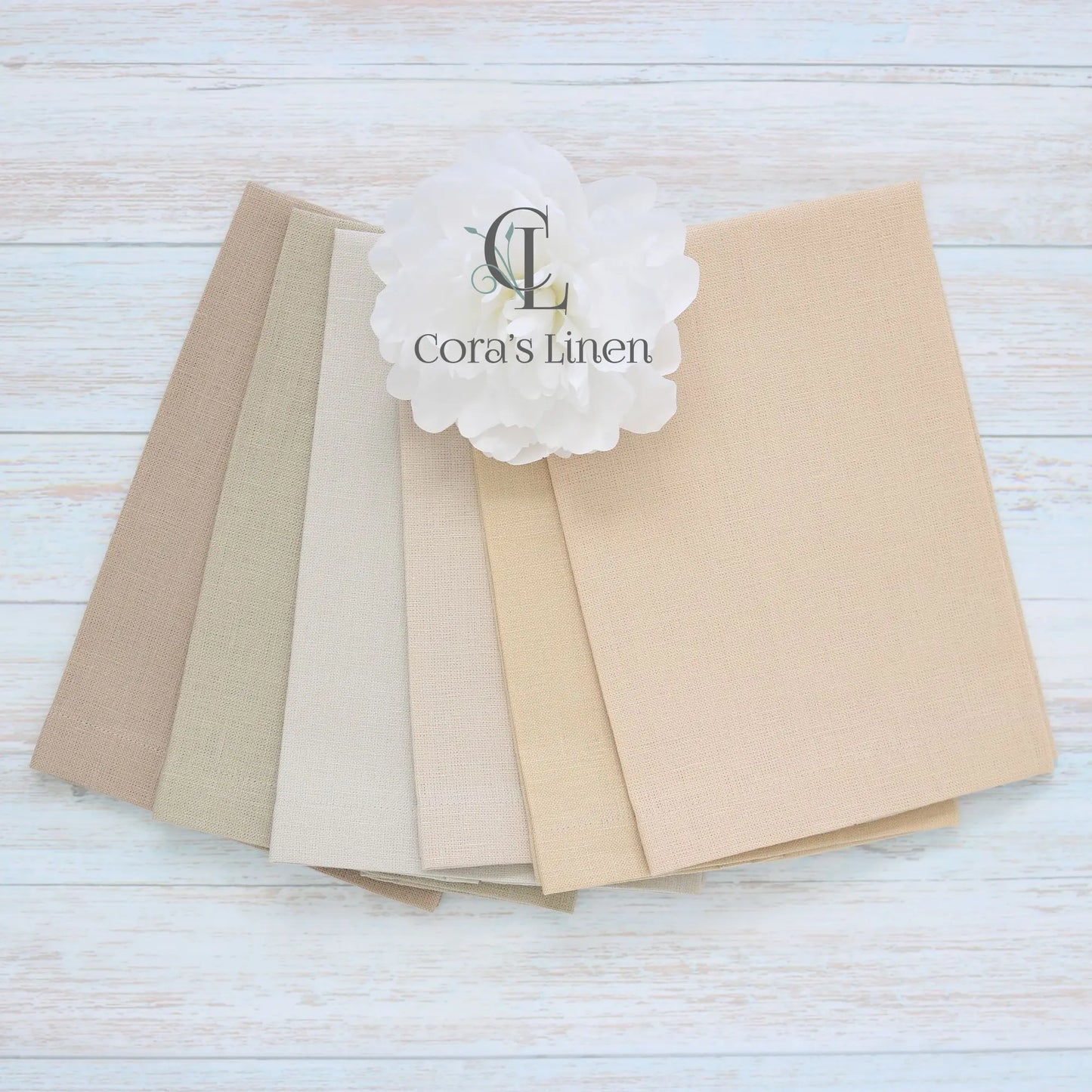 BEIGE tones Plain Hem Linen Guest Towels (each)