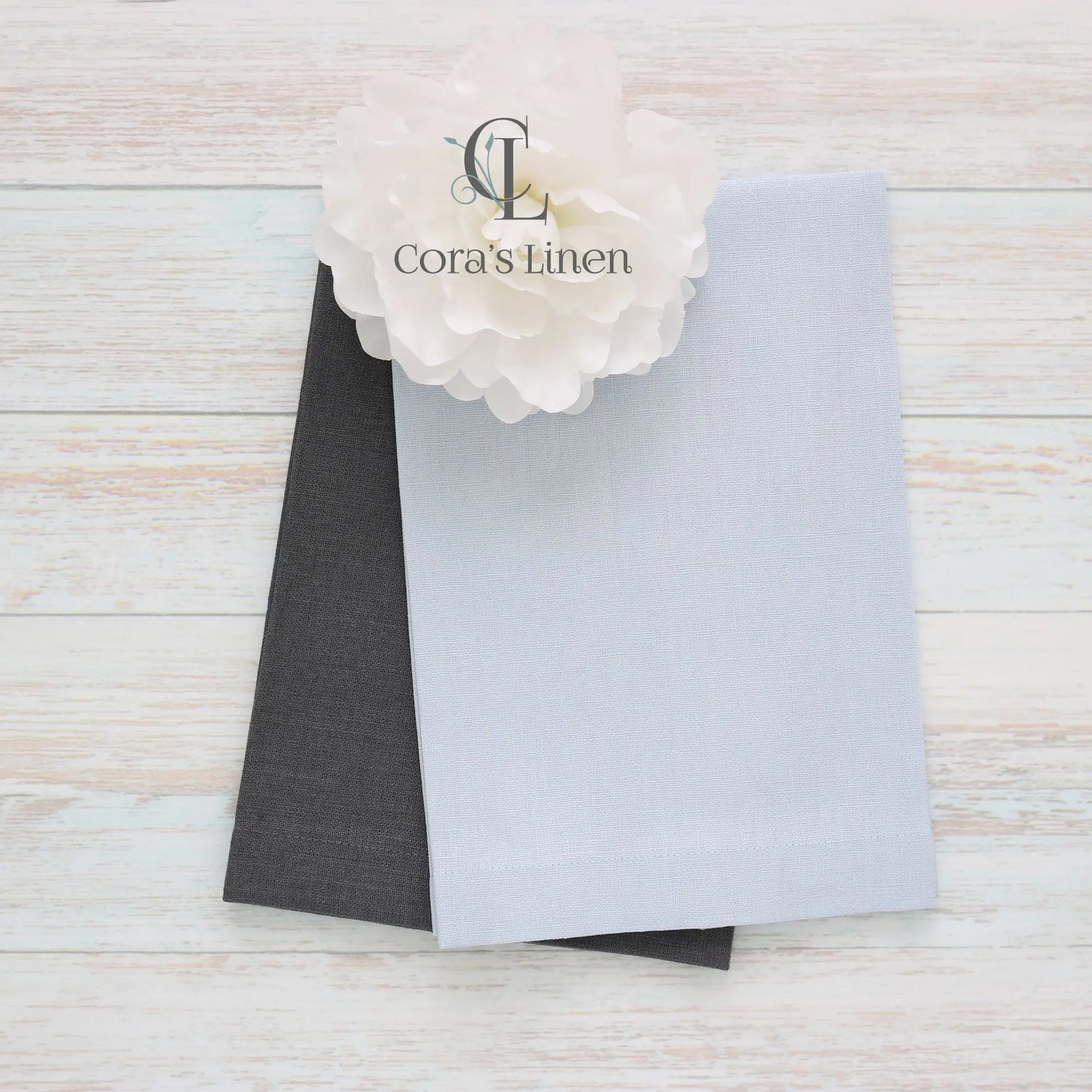 GREY tones Plain Hem Linen Guest Towels (each)