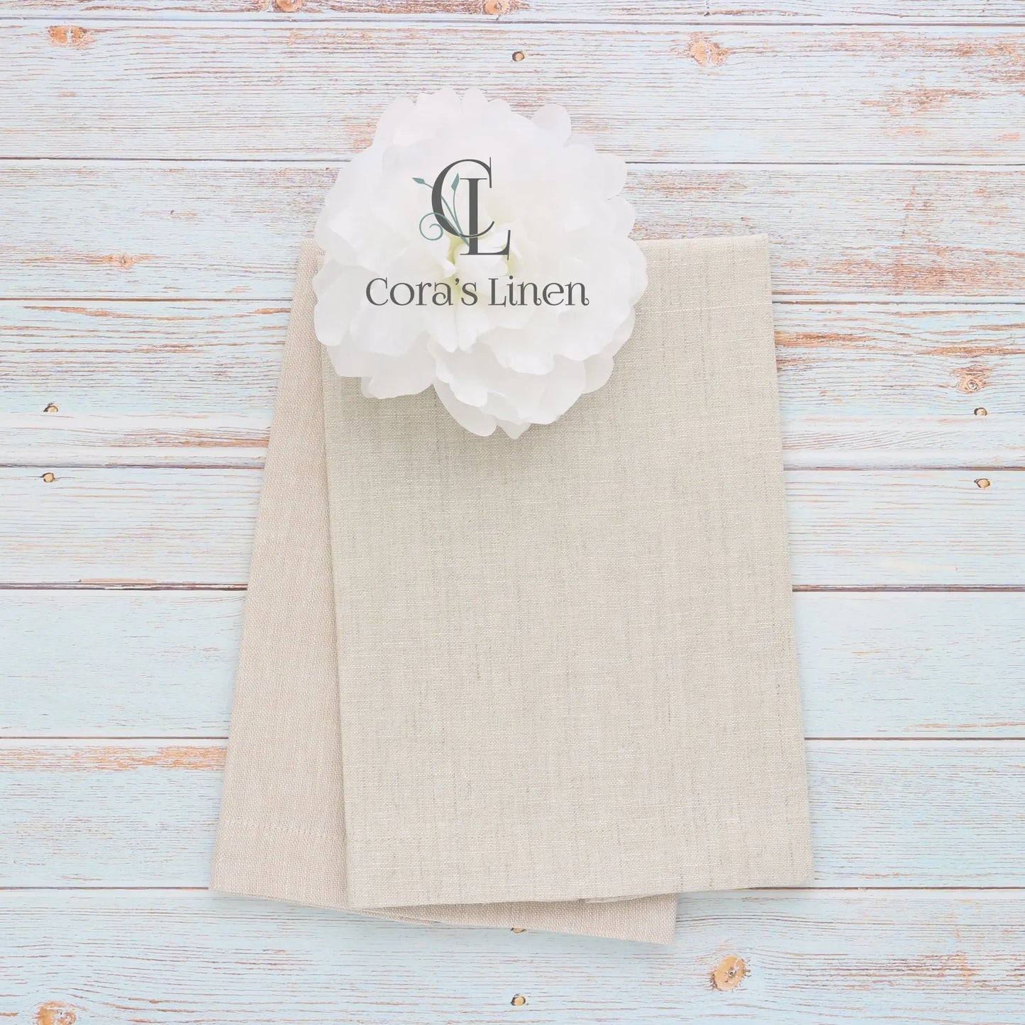 NATURAL tones Plain Hem Linen Guest Towels (each)