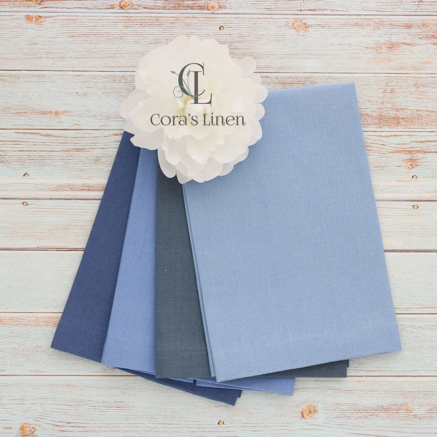 Periwinkle BLUE tones Plain Hem Linen Guest Towels (each)
