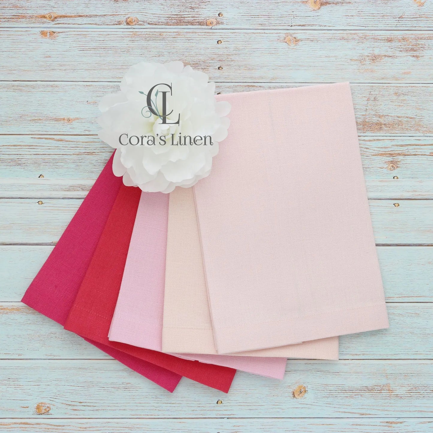 PINK tones Plain Hem Linen Guest Towels (each)
