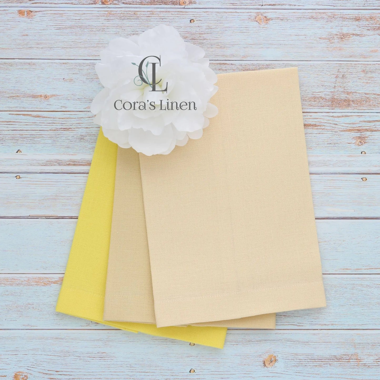 YELLOW tones Plain Hem Linen Guest Towels (each)