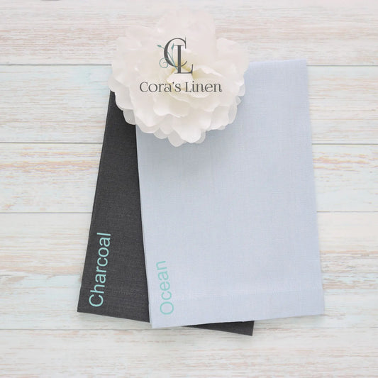 GREY tones Plain Hem Linen Guest Towels (each)
