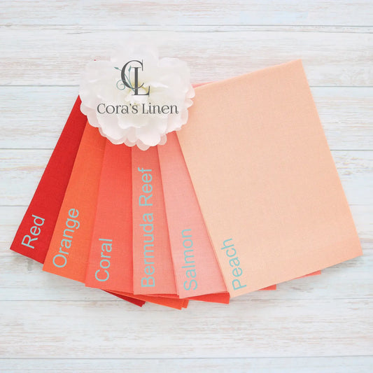 ORANGE tones Plain Hem Linen Guest Towels (each)