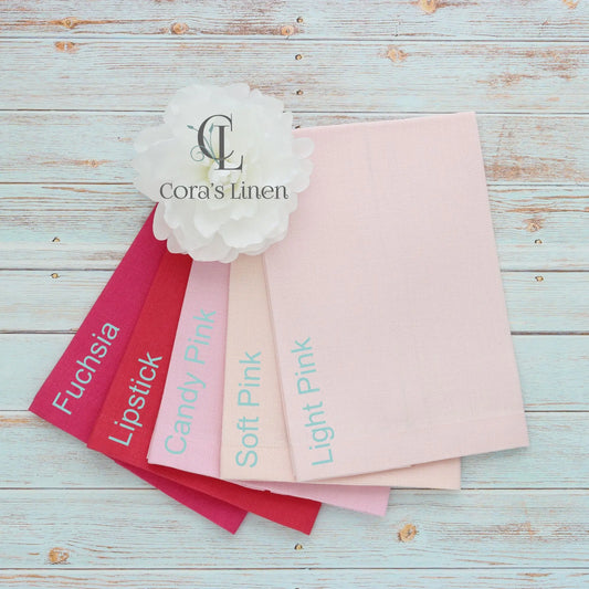 PINK tones Plain Hem Linen Guest Towels (each)