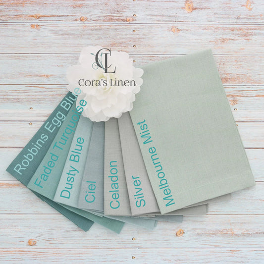 SILVERBLUE tones Plain Hem Linen Guest Towels (each)