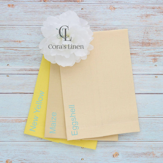 YELLOW tones Plain Hem Linen Guest Towels (each)