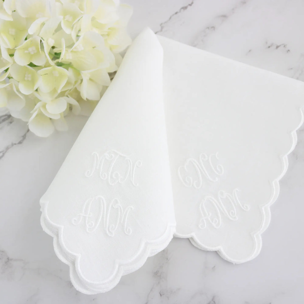 Italian Linen Scalloped Handkerchief (each)