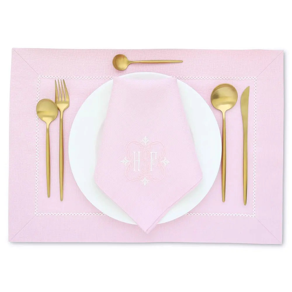 Candy Pink Napkins and Placemats with Inverted White Picot