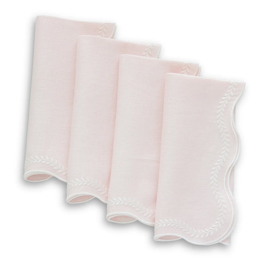Wavy Laurels Scalloped Italian Linen Dinner Napkins (each)