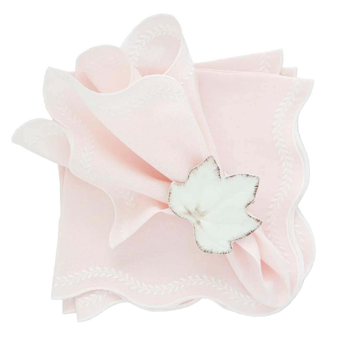 Wavy Laurels Scalloped Italian Linen Dinner Napkins (each)