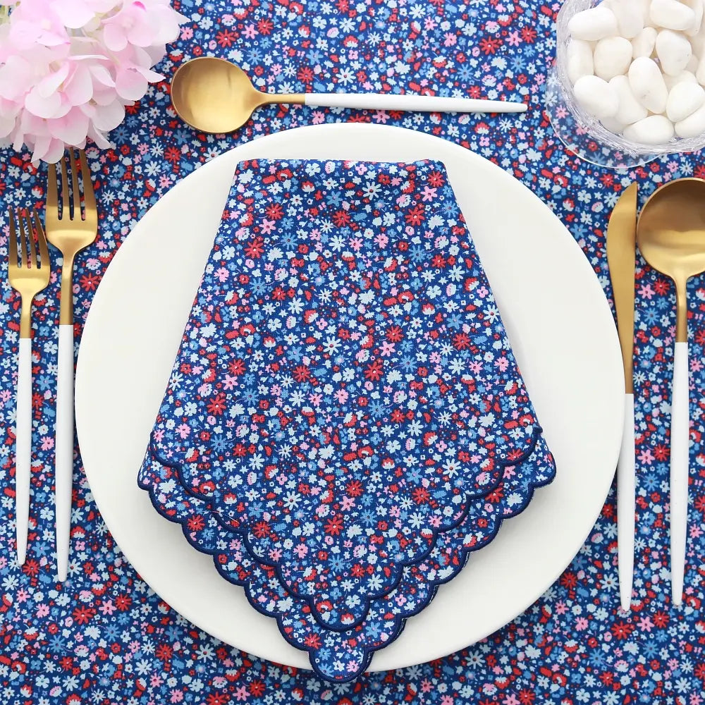 Aurora Bloomsburry Blossom Liberty London Scalloped Dinner Napkins (each)