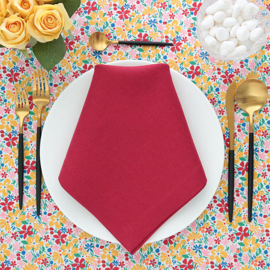 Cranberry Red Linen Dinner Napkins (each)